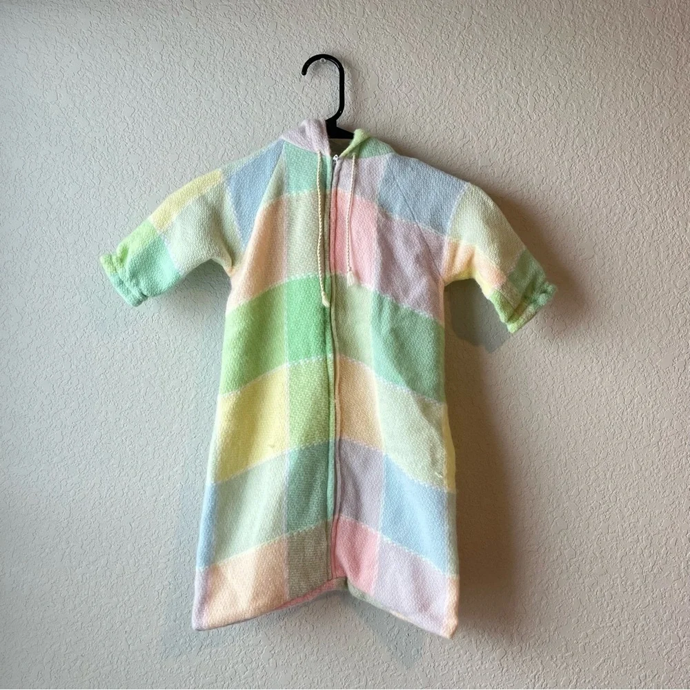 Vintage Cottagecore Handwoven Pastel Plaid Infant Sleeper The Three Weavers
